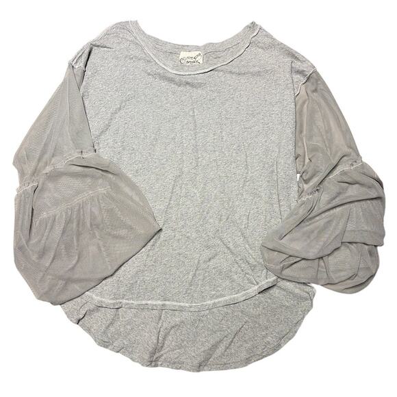 Free People Still Got It Grey Oversized Voluminous Sleeve Top size Large - Picture 3 of 8